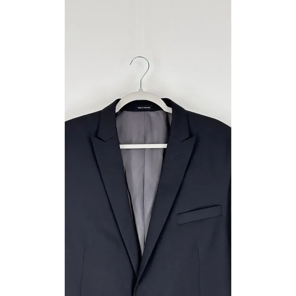 Egara Slim Fit Wool Blazer Suit Jacket Two Button Mens Size 46 Regular Black Tux